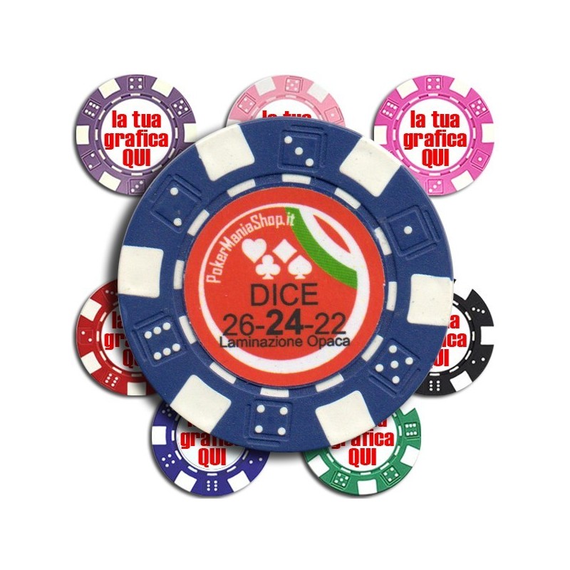 50 fiches da poker in argilla personalizzate, stampate a colori con il